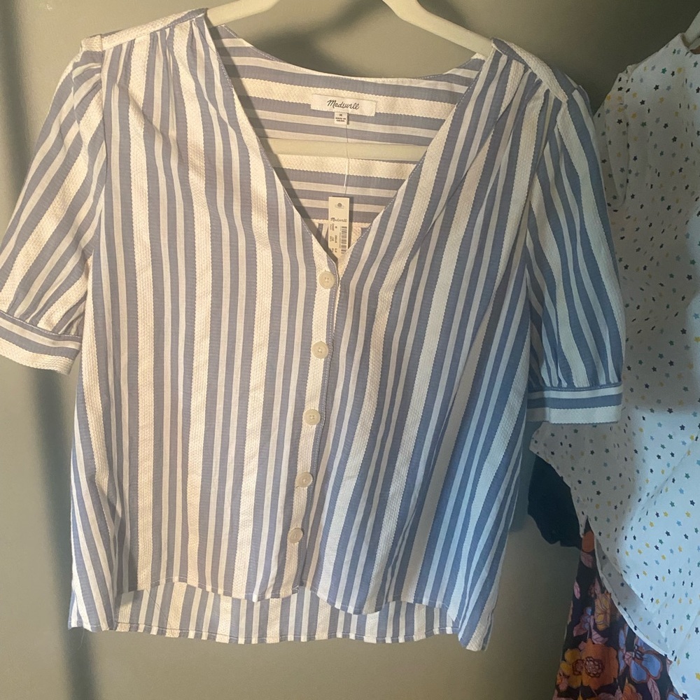 Madewell button down short sleeve crop shirt. NWT